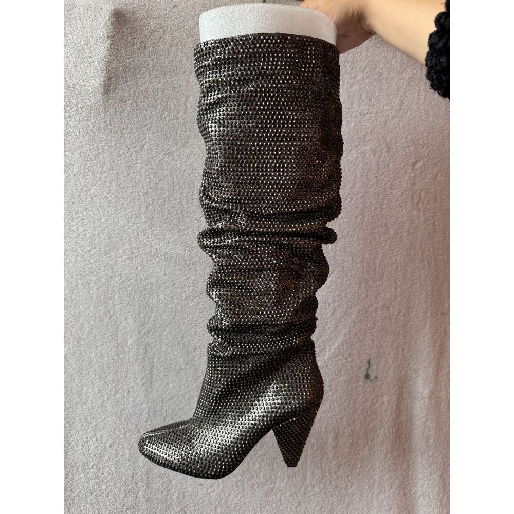 NEVER WORN NEW IN BOX INC Sparkly Rhinestone Bedazzled Knee High Heel Boots Size